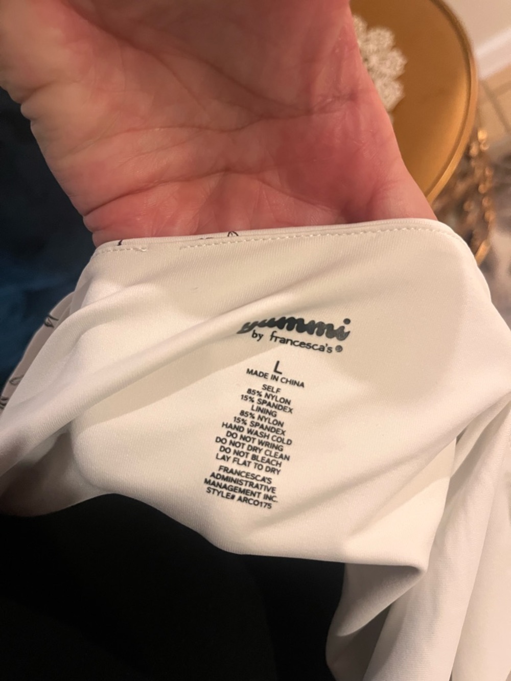 Francesca's Collections Ivory & Chocolate Toile Square-Neck Long-Sleeve Bodysuit - Picture 6 of 11